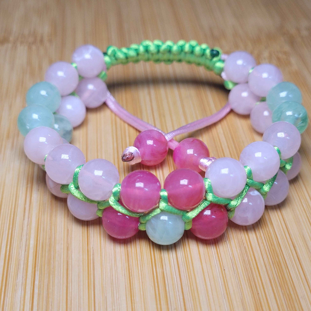 Pink Fairy Adjustable Double Row Bead Bracelet