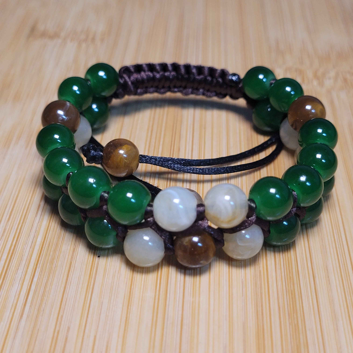Earth Adjustable Double Row Bead Bracelet