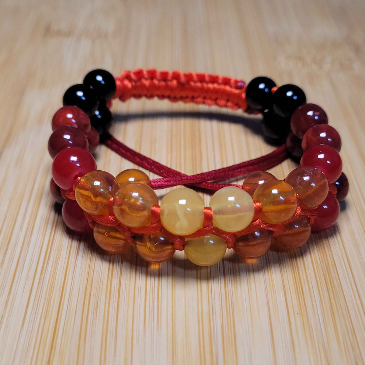 Fire Adjustable Double Row Bead Bracelet