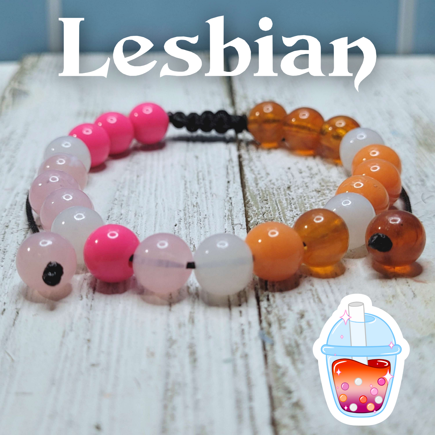 Lesbian Pride Adjustable Bead Bracelet