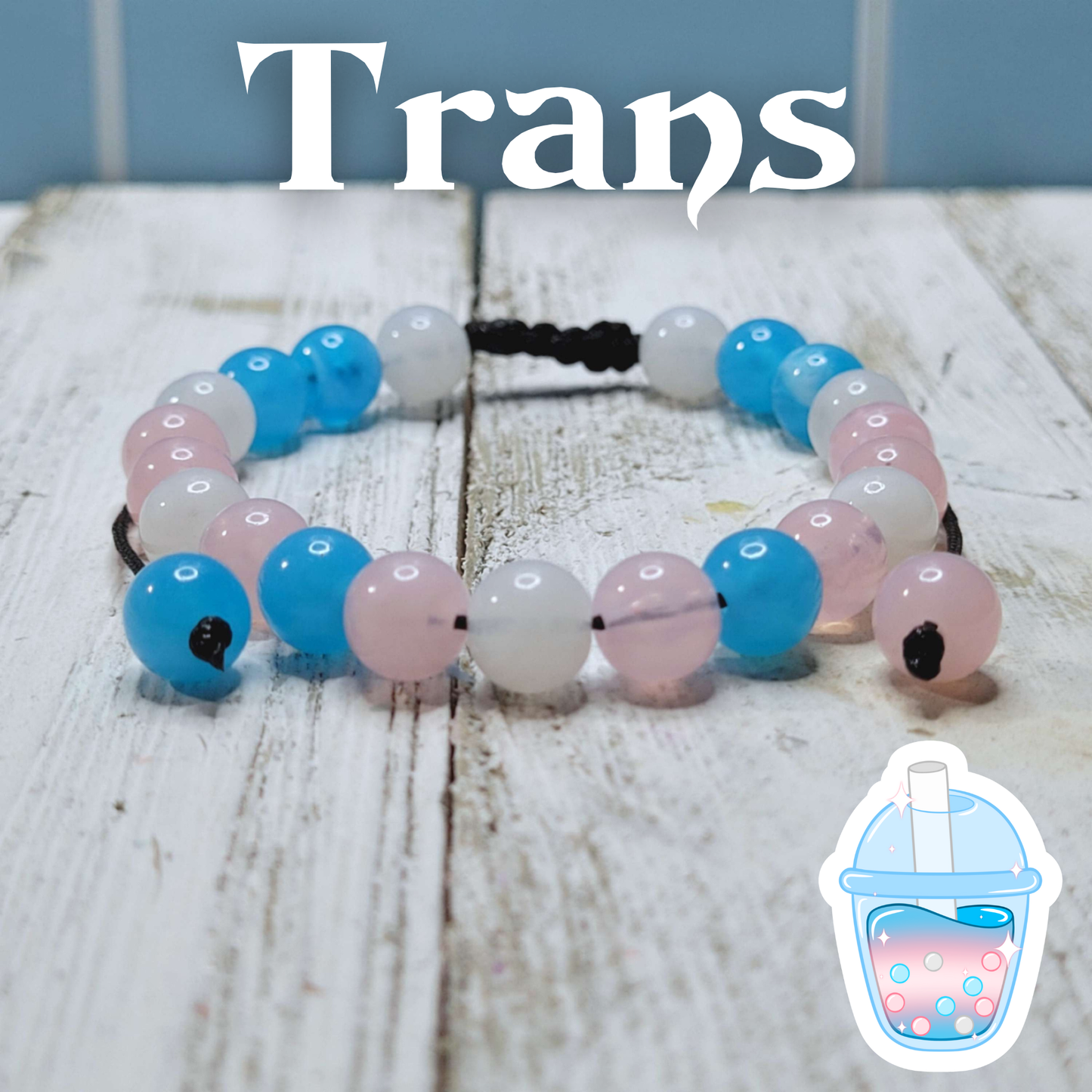 Transgender Pride Adjustable Bead Bracelet