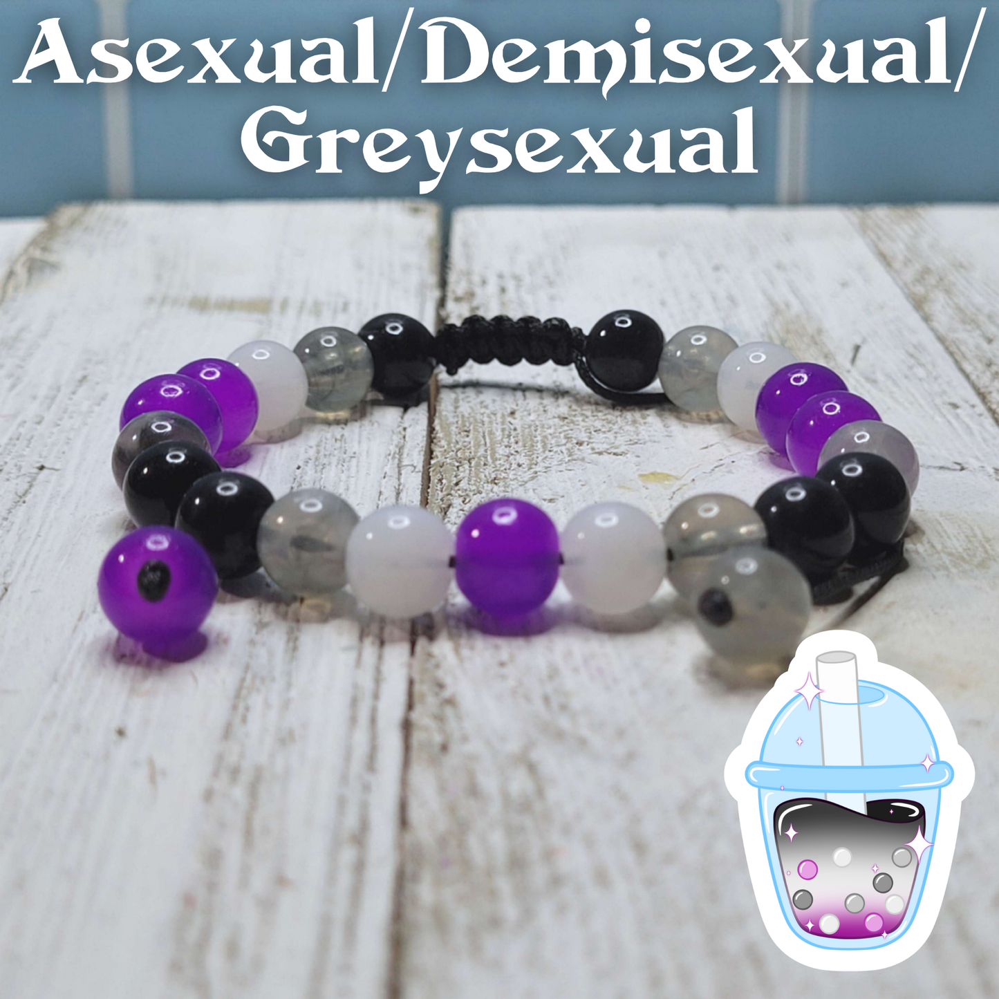 Asexual Pride Adjustable Bead Bracelet