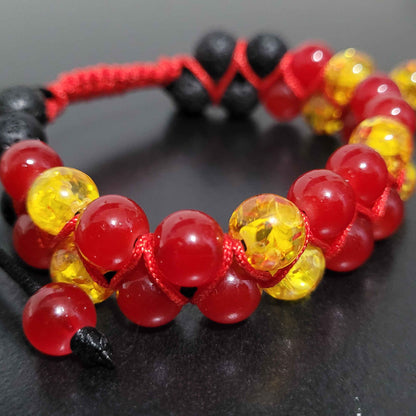 Barbaric Rage - Amber | Glass | Lava| Adjustable Double Row Bead Bracelet