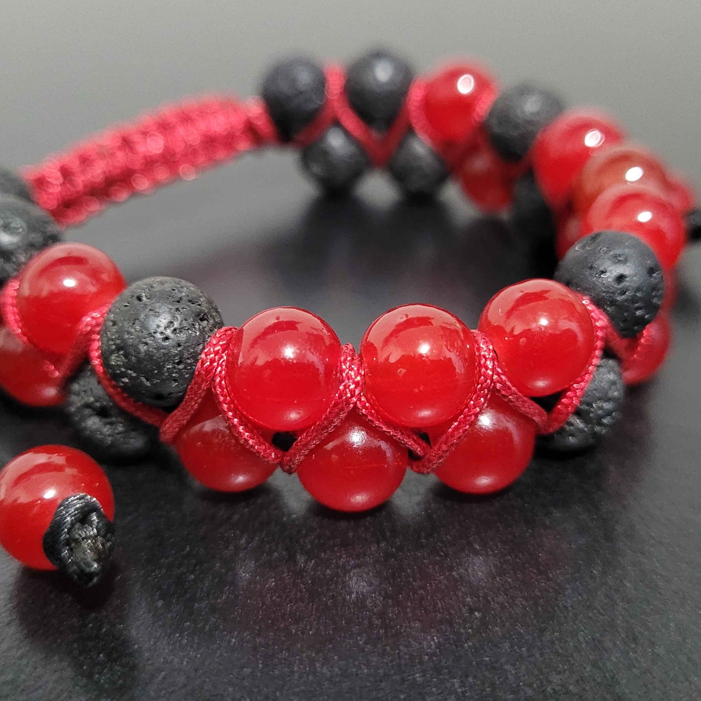 Blood Hunter - Glass | Lava | Adjustable Double Row Bead Bracelet