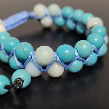 Paladins Blessing - Amazonite | Turquoise | Adjustable Double Row Bead Bracelet