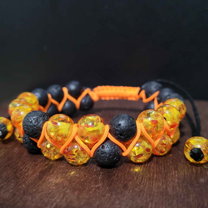 Casting Fireball - Amber | Lava | Adjustable Double Row Bead Bracelet