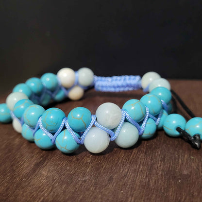 Paladins Blessing - Amazonite | Turquoise | Adjustable Double Row Bead Bracelet