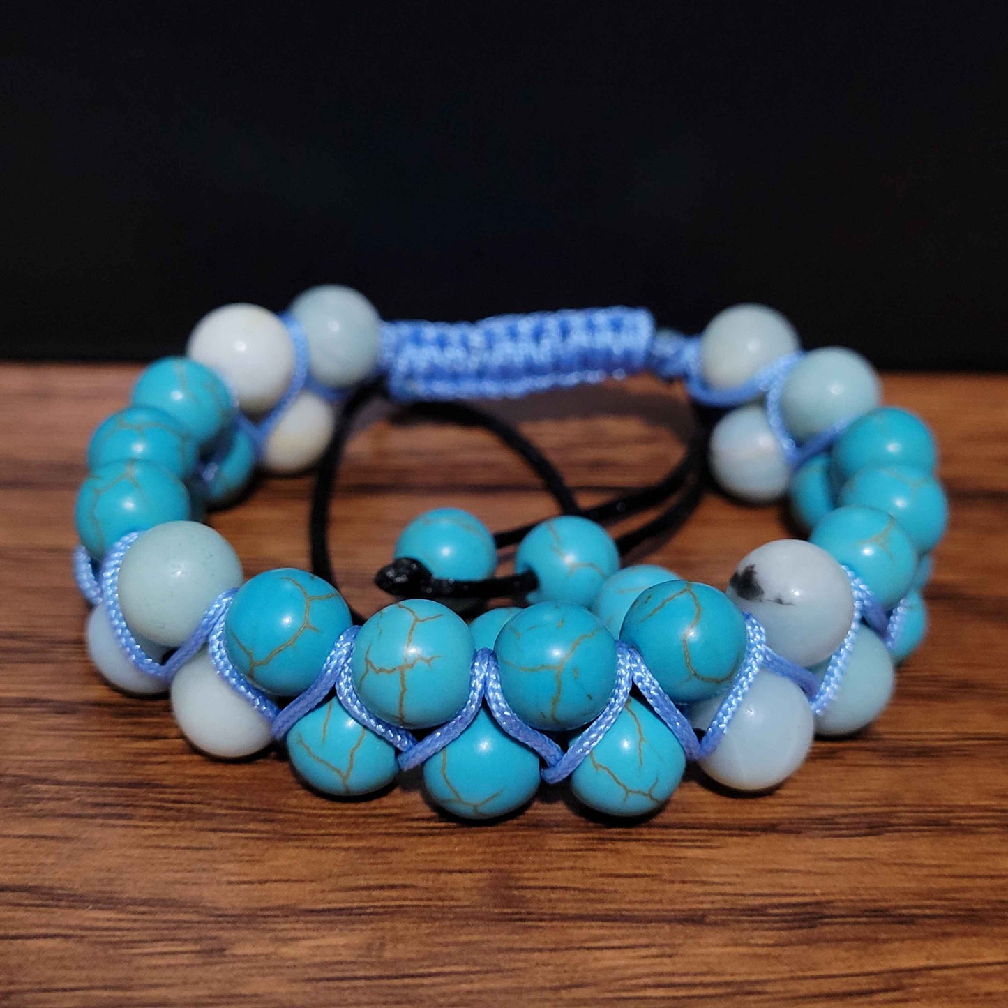 Paladins Blessing - Amazonite | Turquoise | Adjustable Double Row Bead Bracelet