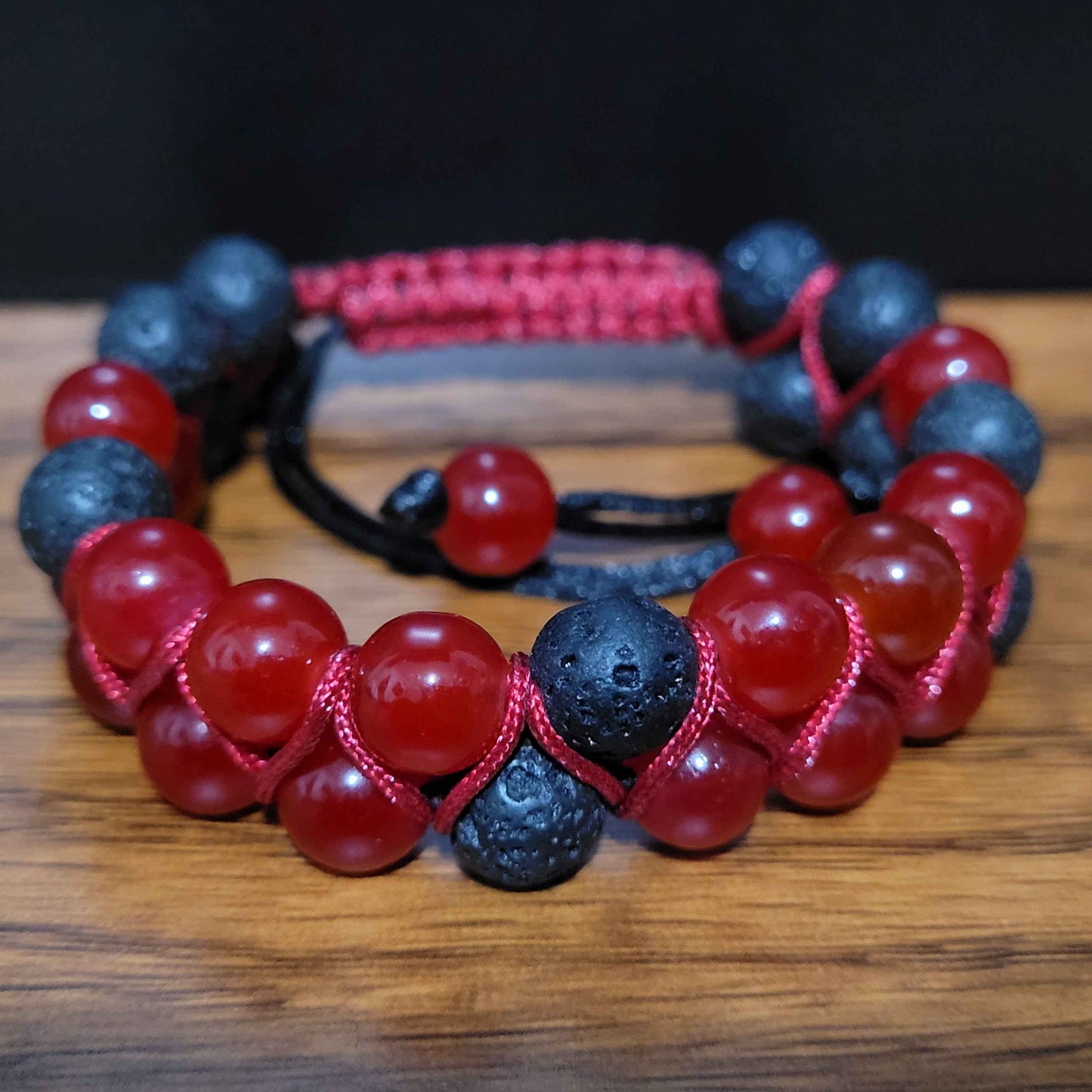 Blood Hunter - Glass | Lava | Adjustable Double Row Bead Bracelet