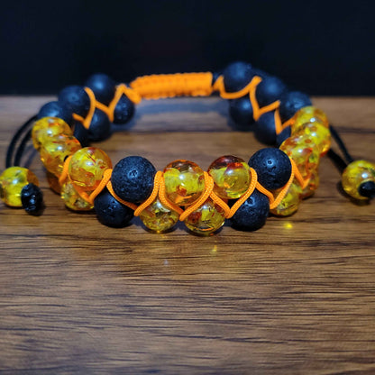 Casting Fireball - Amber | Lava | Adjustable Double Row Bead Bracelet