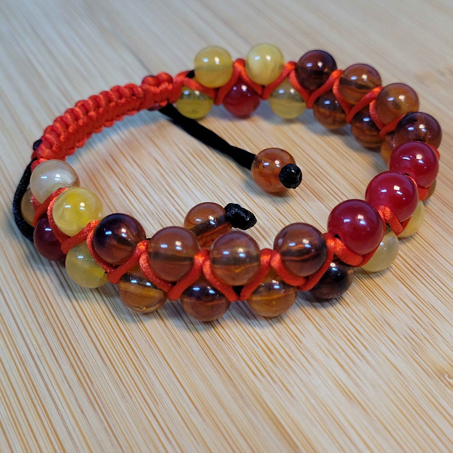 Fire Adjustable Double Row Bead Bracelet