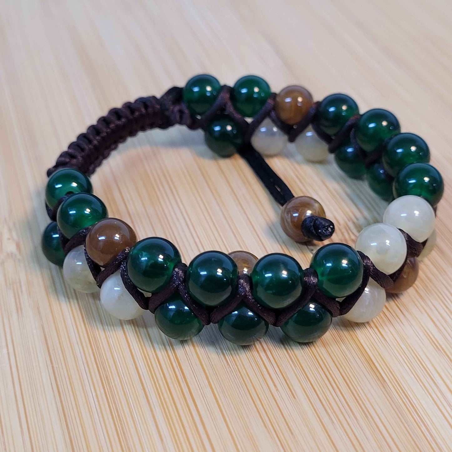 Earth Adjustable Double Row Bead Bracelet
