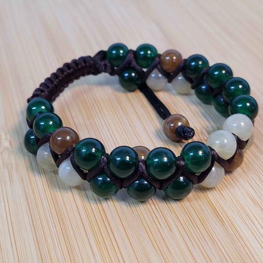 Earth Adjustable Double Row Bead Bracelet