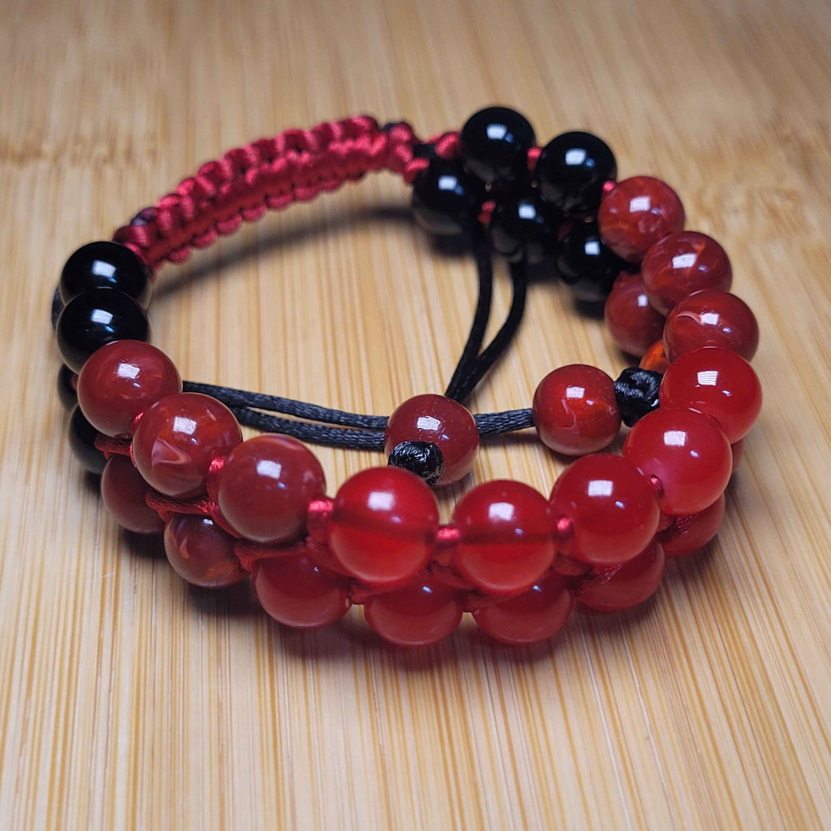 Crimson Adjustable Double Row Bead Bracelet