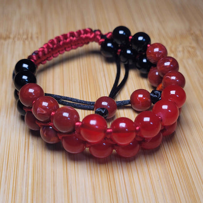 Crimson Adjustable Double Row Bead Bracelet