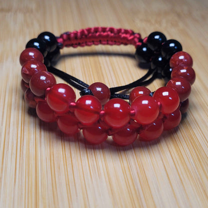Crimson Adjustable Double Row Bead Bracelet