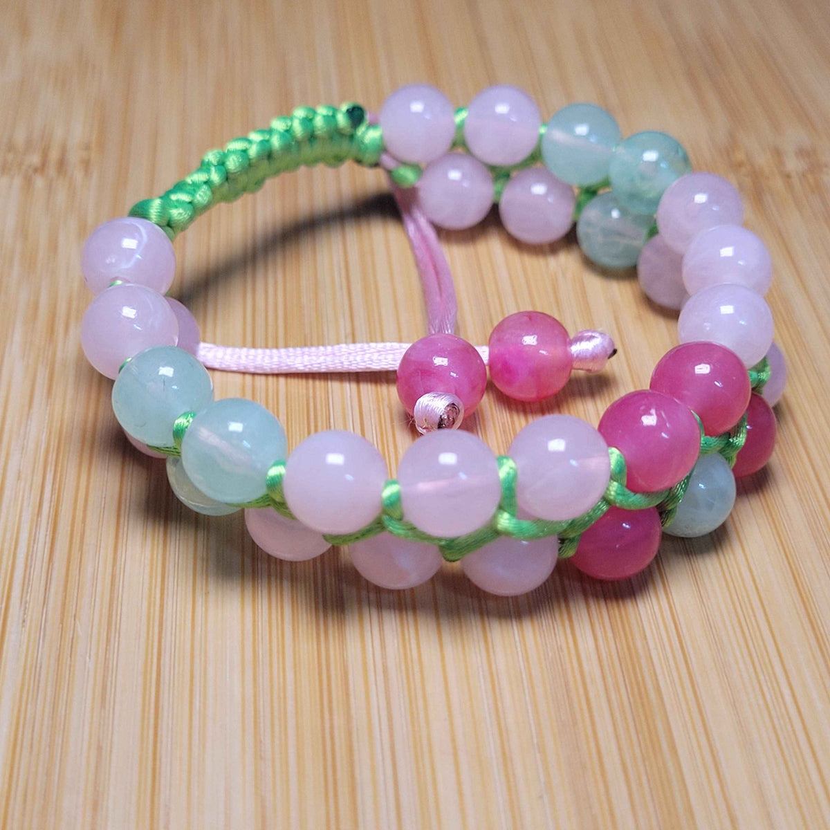 Pink Fairy Adjustable Double Row Bead Bracelet