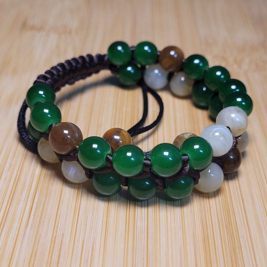 Earth Adjustable Double Row Bead Bracelet