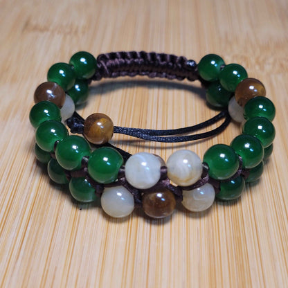 Earth Adjustable Double Row Bead Bracelet