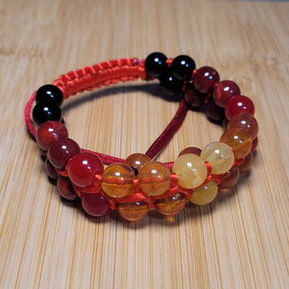 Fire Adjustable Double Row Bead Bracelet