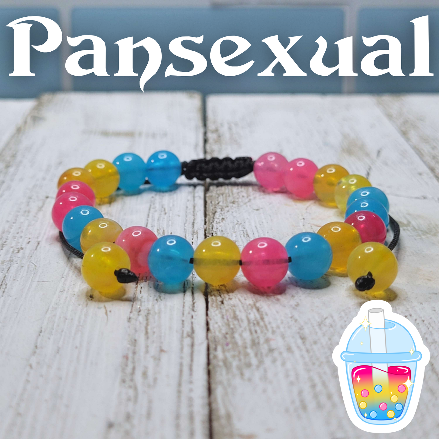 Pansexual Pride Adjustable Bead Bracelet