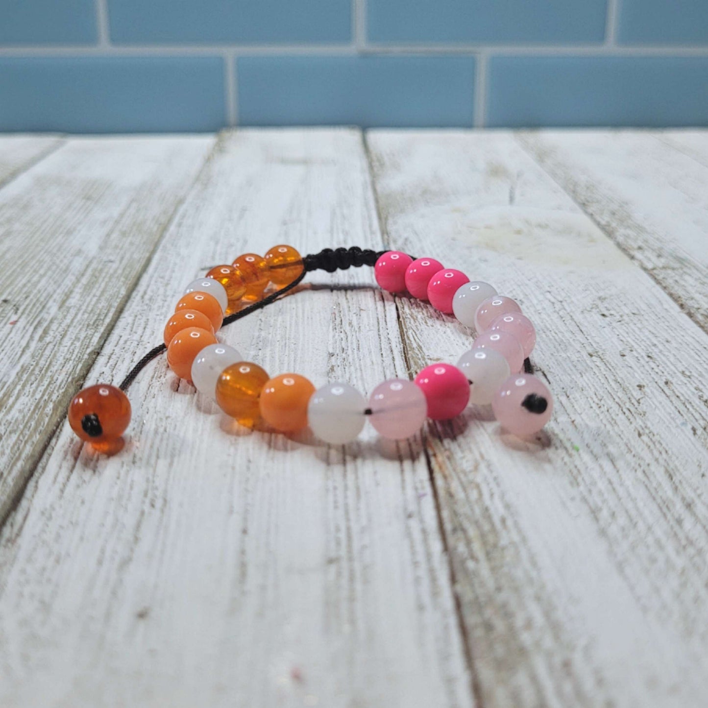 Lesbian Pride Adjustable Bead Bracelet